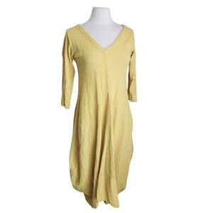 Oh My Gauze‎ Bella Dress Size 1 Lagenlook Asymmetrical Maxi Minimalist Yellow